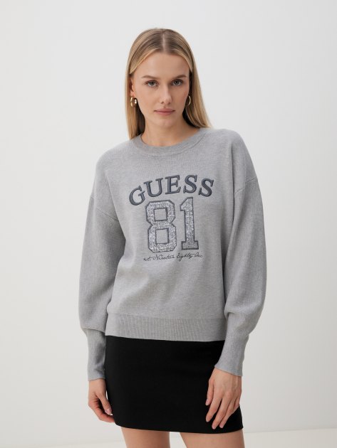 Женский свитшот GUESS VIVIANA LOGO RN LS SWTR, Артикул W4YR30Z26I0, серый | 4078242. Ракурс 1