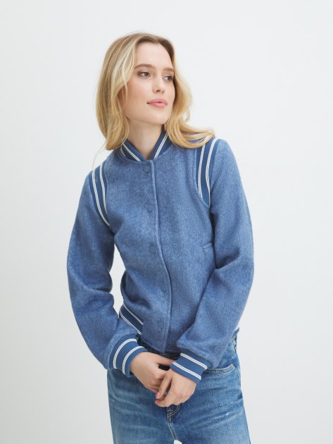 Женский бомбер GUESS GLORIA LOGO BOMBER, Артикул W4RL45WFWS2, светло-синий | 4078362. Ракурс 1