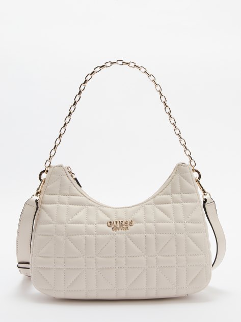 Женская сумка на плечо GUESS ASSIA TOP ZIP SHOULDER BAG, Артикул HWQG8499180, молочно-белый | 4082217. Ракурс 1