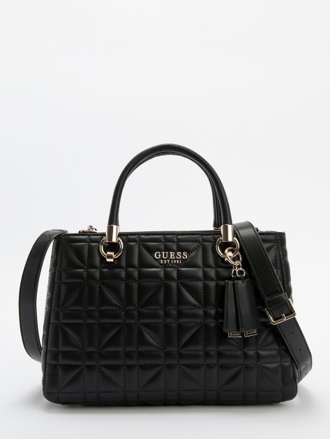 Женский тоут GUESS ASSIA HIGH SOCIETY SATCHEL, Артикул HWQG8499060, черный | 4082221. Ракурс 1