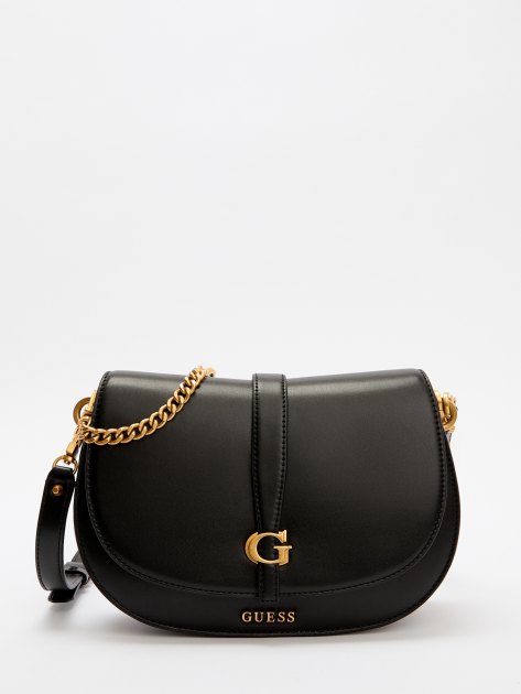 Женский сэдл GUESS KUBA TRI CMPT FLAP SHLDR BAG, Артикул HWVA9329200, черный | 4082248. Ракурс 1