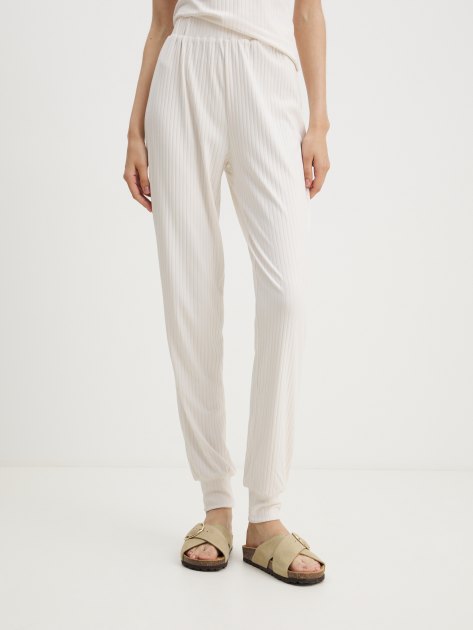 Женские домашние брюки GUESS SAMANTHA CUFFED PANTS, Артикул O3BB00KBXB2, белый | 4085240. Ракурс 1