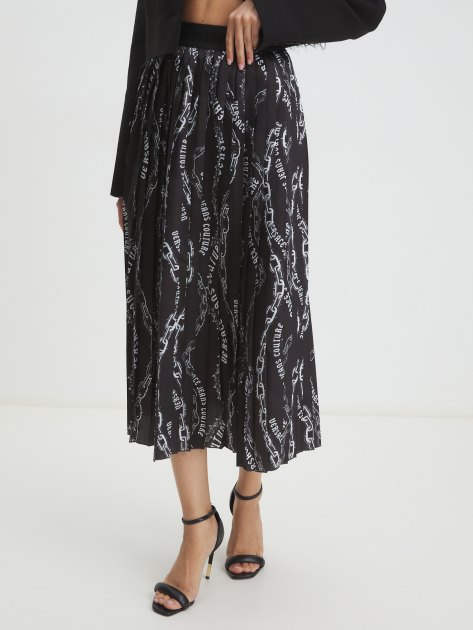 Плиссированная юбка VERSACE JEANS COUTURE PRINT CHAIN COUTURE, Артикул 77HAE8A5, черный | 4102466. Ракурс 1