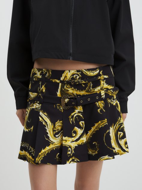 Юбка мини VERSACE JEANS COUTURE PRINT CHROMO COUTURE, Артикул 77HAE814, черный | 4103108. Ракурс 1