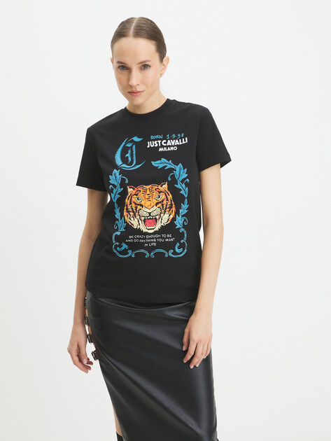 Женская футболка JUST CAVALLI, Артикул 77PAHC03, черный | 4105454. Ракурс 1
