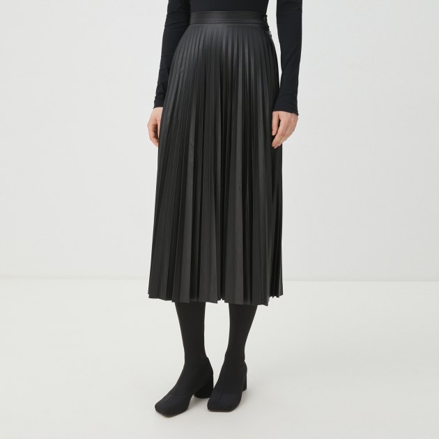 Плиссированная юбка MM6 MAISON MARGIELA, Артикул S52MA0195, черный | 4122739. Ракурс 1