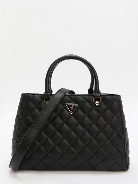 Женский тоут GUESS ECO CARLY GIRLFRIEND SATCHEL, Артикул HWEQG950906, черный | 4190218. Ракурс 1