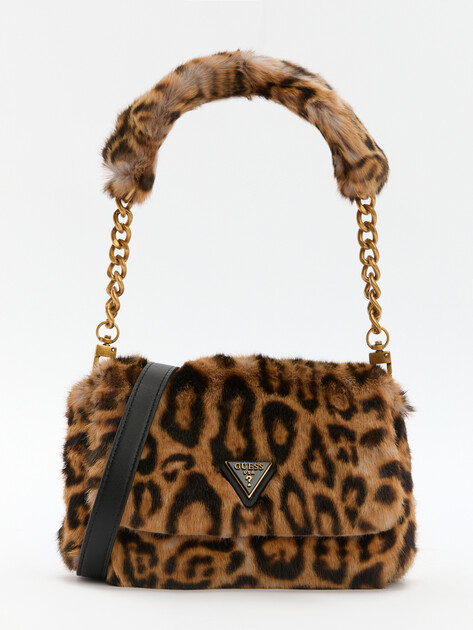 Женская сумка  GUESS SAMIA SMALL TOTE, Артикул HWLB9355220, леопардовый принт | 4190224. Ракурс 1