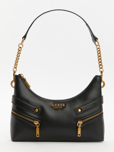 Женская сумка  GUESS TRISSA TOP ZIP SHOULDER BAG, Артикул HWVB9345180, черный | 4190257. Ракурс 1