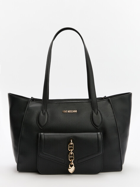 Женский тоут LOVE MOSCHINO CHAIN DETAIL CROCO, Артикул JC4388PP, черный | 4192252. Ракурс 1