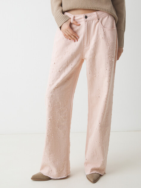 Женские прямые джинсы MAISON DAVID, Артикул QL-23-01, розовый | 4218755. Ракурс 1