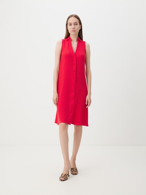 Женское платье-рубашка из муслина MAISON DAVID, Артикул BLN924-1, красный | 4236210. Ракурс 1