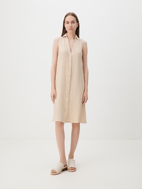 Женское платье-рубашка из муслина MAISON DAVID, Артикул BLN924-1, светло-бежевый | 4236217. Ракурс 1