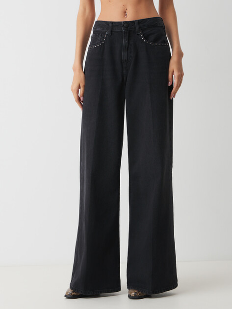 Женские широкие джинсы PEPE JEANS WIDE LEG JEANS MW BLK, Артикул PL204889, черный | 4238937. Ракурс 1 Женские широкие джинсы PEPE JEANS WIDE LEG JEANS MW BLK, Артикул PL204889, черный | 4238937. Ракурс 1