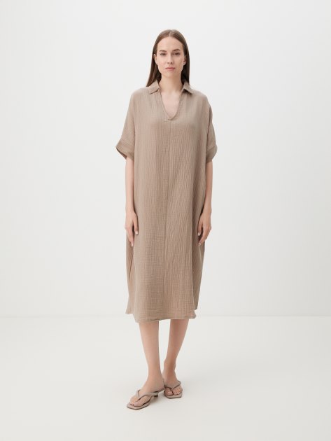 Женское платье из муслина MAISON DAVID, Артикул BLN917, серовато-бежевый | 4244634. Ракурс 1