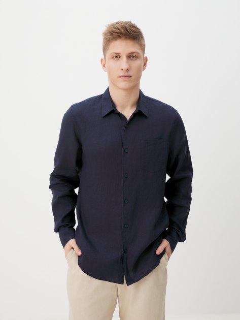 Мужская рубашка GUESS LS ISLAND LINEN SHIRT, Артикул M2YH44WERX0, темно-синий | 4251422. Ракурс 1