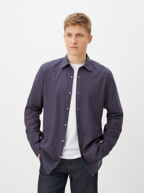 Мужская рубашка MAISON DAVID, Артикул BLN926-1, фиолетово-синий | 4263851. Ракурс 1