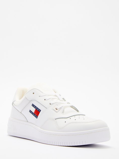 TOMMY JEANS RETRO MID TOP LEATHER BASKETBALL TRAINERS 4268315