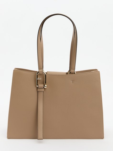 Женский тоут FURLA, Артикул FURLA NUVOLA L TOTE, серовато-бежевый | 4278765. Ракурс 1