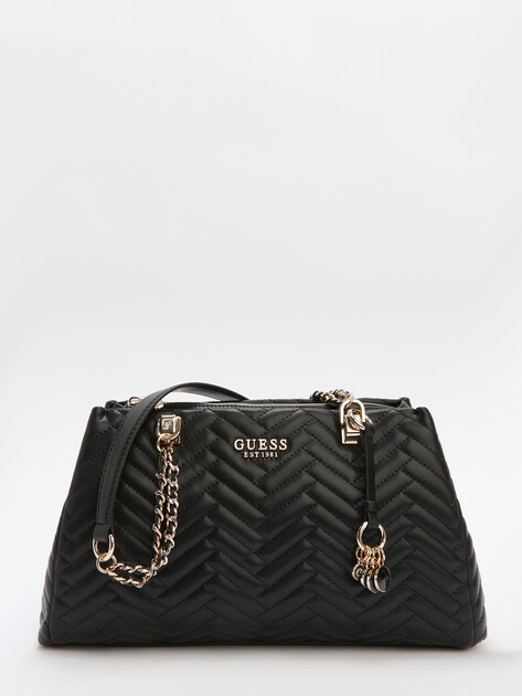 Женская сумка на плечо GUESS ANNING SHOULDER SATCHEL, Артикул HWQG9508090, черный | 4286415. Ракурс 1