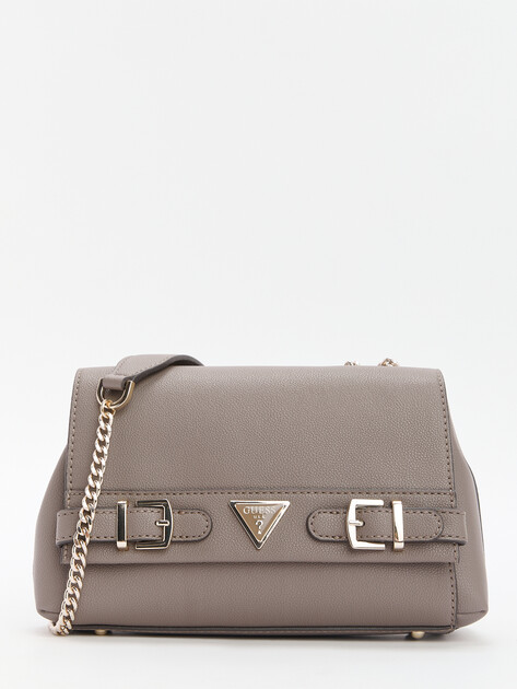 Женская сумка на плечо GUESS ECO ALI CONVERTIBLE XBODY FLAP, Артикул HWEBG951121, серо-коричневый | 4286542. Ракурс 1