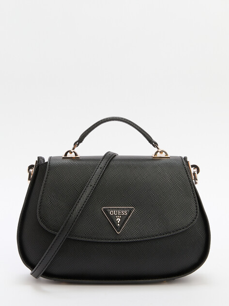 Женская сумка с ручкой GUESS ECO JAZLYNN TOP HANDLE FLAP, Артикул HWEZG952320, черный | 4286564. Ракурс 1