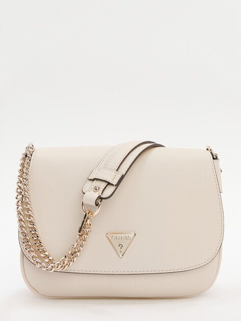 Женский сэдл GUESS FEDORA FLAP SHOULDER BAG, Артикул HWBG9519190, молочно-бежевый | 4286592. Ракурс 1