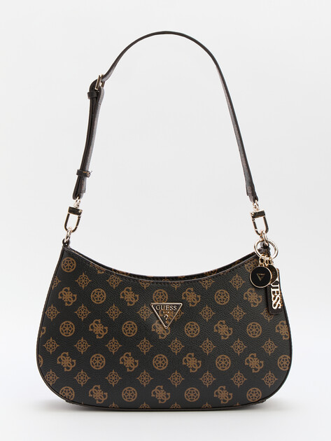 Женская сумка на плечо GUESS NOELLE TOP ZIP SHOULDER BAG, Артикул HWPZ7879180, темно-коричневый | 4286730. Ракурс 1