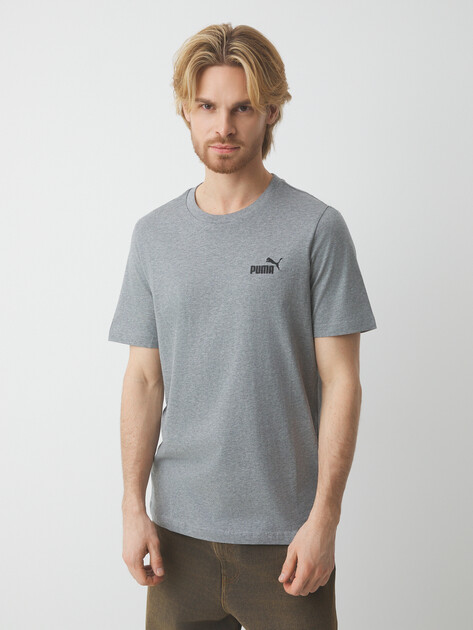 Мужская футболка PUMA ESS Small No. 1 Logo Tee, Артикул 682534, светло-серый | 4289224. Ракурс 1