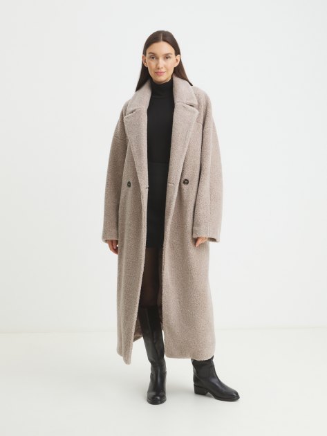 Женское пальто тедди MAISON DAVID JULIA_TEDDY, Артикул JULIA_TEDDY, серо-бежевый | 4293679. Ракурс 1