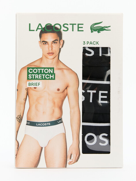 Мужские трусы 3 шт. LACOSTE, Артикул 8H3472, черный | 4301196. Ракурс 1