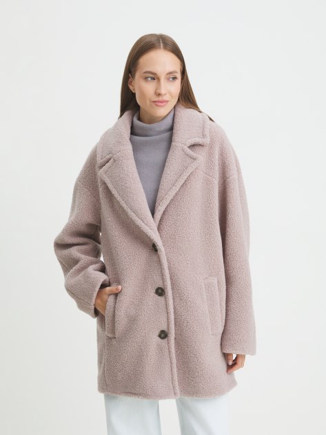 Женское полупальто тедди MAISON DAVID ROZALI_TEDDY, Артикул ROZALI_TEDDY, серо-розовый | 4301517. Ракурс 1