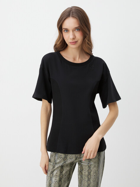 Женская футболка LIU∙JO ECS T-SHIRT MODA M/C, Артикул TA5108, черный | 4311193. Ракурс 1