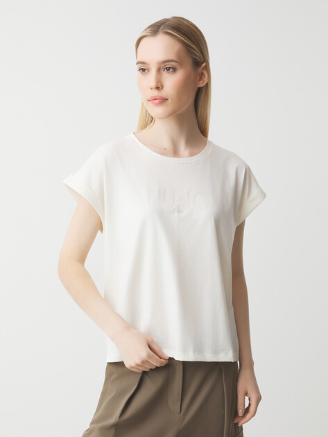 Женская футболка LIU∙JO, Артикул TA5181, молочно-белый | 4313016. Ракурс 1