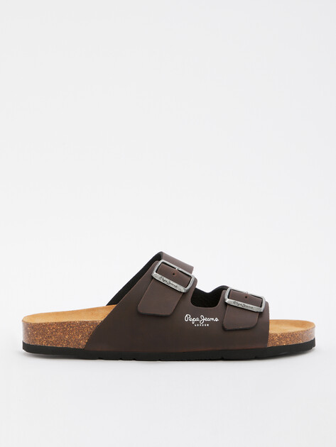 Мужские шлепанцы PEPE JEANS BIO M DOUBLE KANSAS, Артикул PMS90108, темно-коричневый | 4315352. Ракурс 1