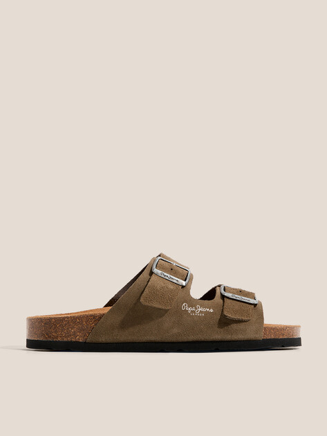 Мужские шлепанцы PEPE JEANS BIO SUEDE M, Артикул PMS90112, хаки | 4315394. Ракурс 1