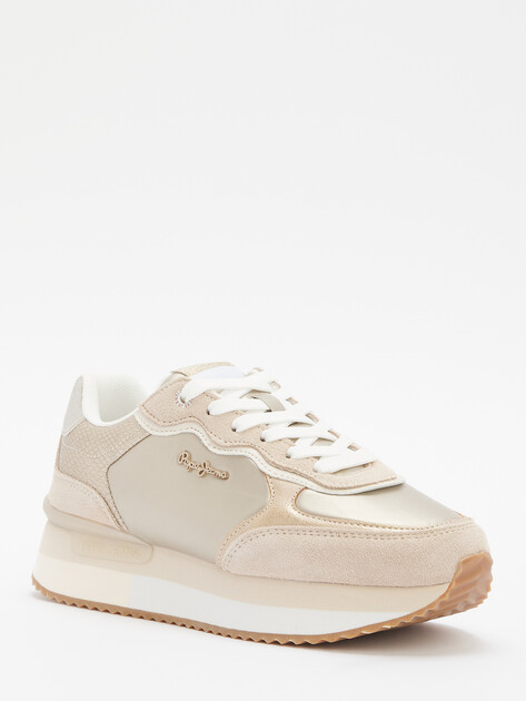 Женские кроссовки PEPE JEANS RUSPER SHINE, Артикул PLS60033, бежево-золотой | 4315760. Ракурс 1 Женские кроссовки PEPE JEANS RUSPER SHINE, Артикул PLS60033, бежево-золотой | 4315760. Ракурс 1