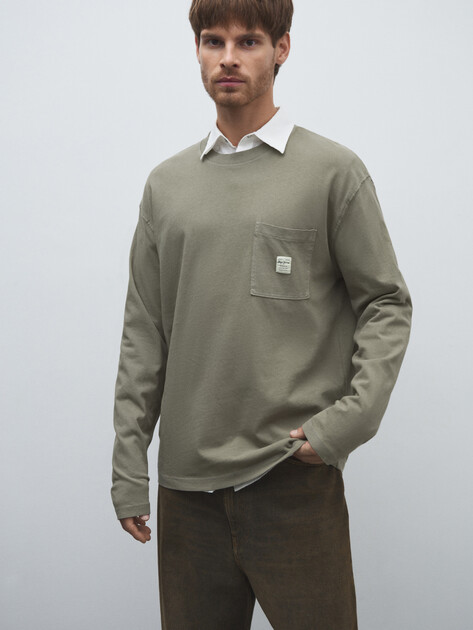 Мужской лонгслив PEPE JEANS PAUL, Артикул PM509772, зеленый | 4316298. Ракурс 1