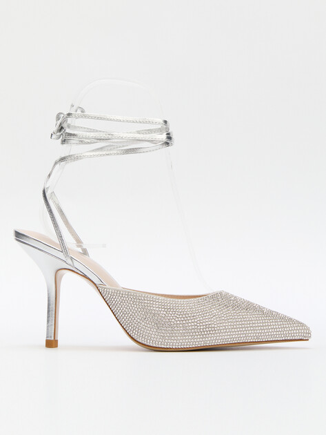 Женские туфли с открытой пяткой (слинг-бэк) TENDANCE, Артикул RL797-1, серебряный | 4343233. Ракурс 1