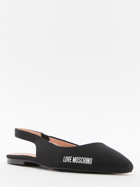 Балетки с открытой пяткой (слинг-бэк) LOVE MOSCHINO RUBBER LOGO, Артикул JA11021G SS25, черный | 4347748. Ракурс 1 Балетки с открытой пяткой (слинг-бэк) LOVE MOSCHINO RUBBER LOGO, Артикул JA11021G SS25, черный | 4347748. Ракурс 1