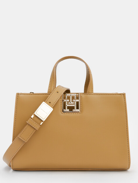 Женский тоут TOMMY HILFIGER TH RESET MINI TOTE, Артикул AW0AW16762, темно-бежевый | 4357322. Ракурс 1