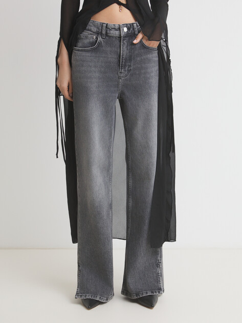Женские джинсы клеш MO5CH1NO JEANS DENIM, Артикул 0318 SS25, серый | 4359931. Ракурс 1