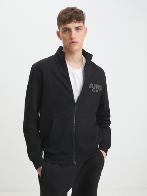 Мужская толстовка GUESS AL HIGH NECK FULLZIP SWEATSH, Артикул M4YQ80K9Z21, черный | 4391406. Ракурс 1
