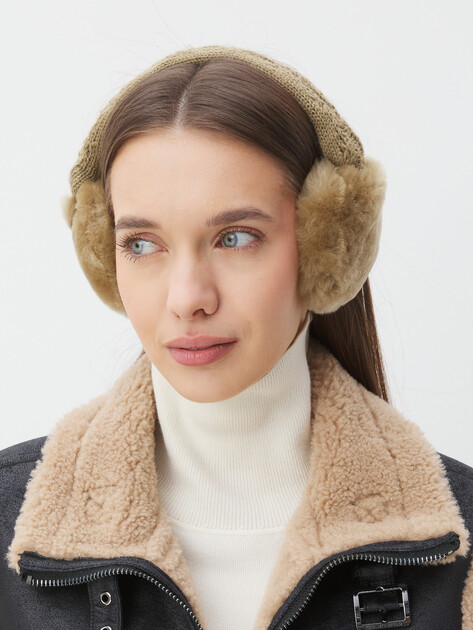 Женские утепленные наушники TENDANCE, Артикул MRH24-226, бежево-зеленый | 4404691. Ракурс 1