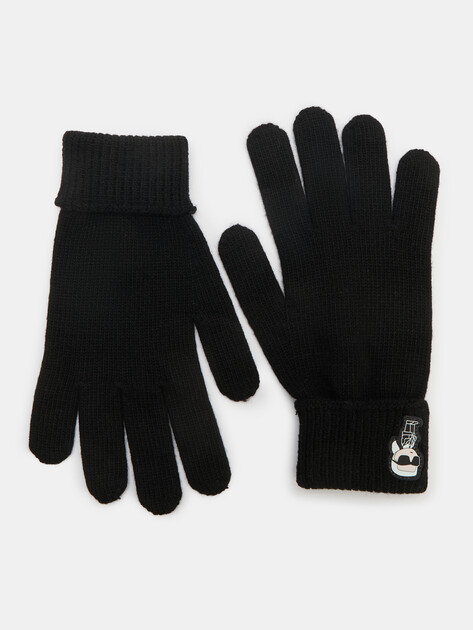Женские перчатки KARL LAGERFELD k/ikonik 2.0 knit ff glove, Артикул 236W3608, черный | 4406286. Ракурс 1 Женские перчатки KARL LAGERFELD k/ikonik 2.0 knit ff glove, Артикул 236W3608, черный | 4406286. Ракурс 1