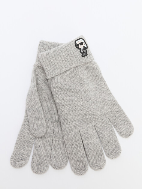 Женские перчатки KARL LAGERFELD k/ikonik 2.0 knit ff glove, Артикул 236W3608, светло-серый | 4406339. Ракурс 1
