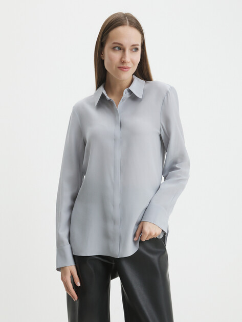Женская шелковая блузка MAISON DAVID, Артикул 20231226, светло-серый | 4408169. Ракурс 1