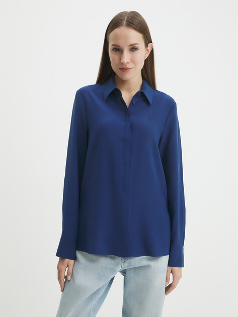 Женская шелковая блузка MAISON DAVID, Артикул 20231226, сапфировый | 4408183. Ракурс 1