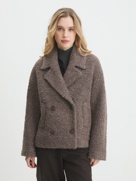 Женское полупальто MAISON DAVID, Артикул LILOU_ALPACO, коричнево-серый | 4439841. Ракурс 1
