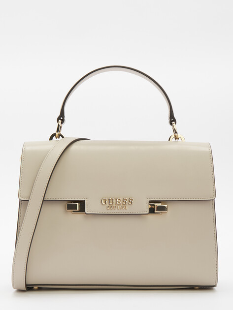 Женская сумка с ручкой GUESS ECO ALDITH TOP HANDLE FLAP, Артикул HWEVG964120, пыльно-бежевый | 4449632. Ракурс 1